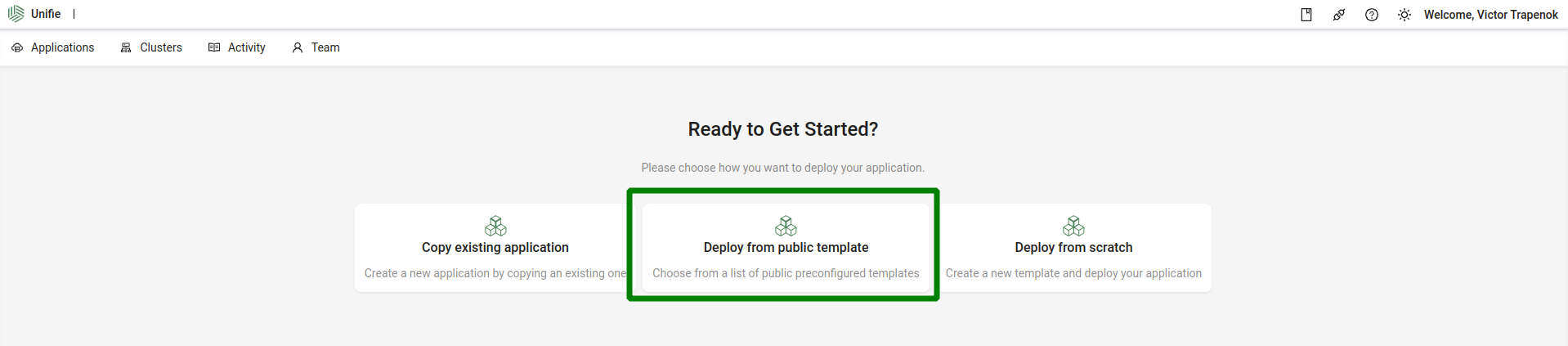 deploy application from catalog step 1