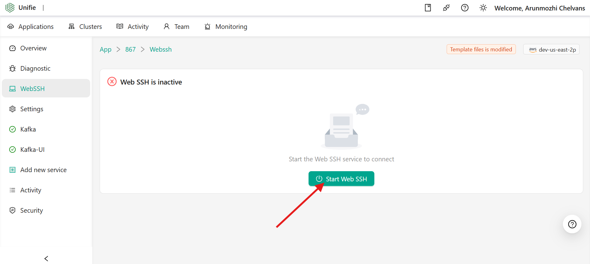 Start WebSSH + Credentials